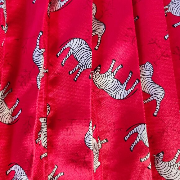 Vintage Pleated Skirt with Zebra Print β Red β Size 10 β Made in USA - Picture 3 of 6
